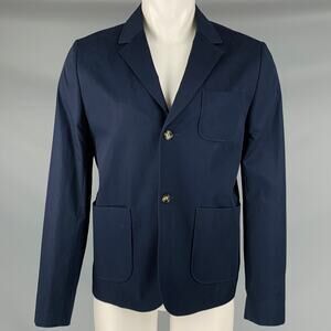 CARVEN Size 40 Navy Cotton Single Breasted Jacket